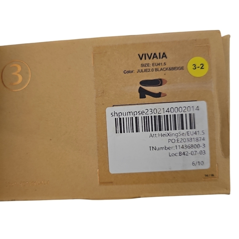 Vivaia Julie Pro Round Toe Chunky Heel Shoes Black and Beige - Picture 10 of 11